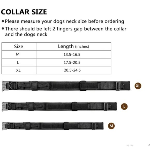 Tactical Dog Collar With Airtag Holder Adjustable Heavy-Duty Nylon Quick-Release - Picture 2 of 3